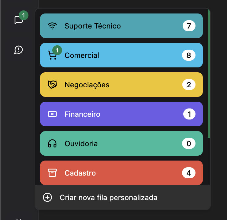 Filas personalizadas para atendimento de provedores no AtendAI
